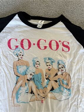 Go-Go's Graphic Raglan Tee — White, Black, Aqua & Pink